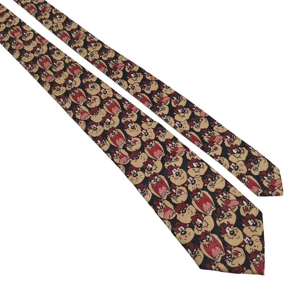 Looney Tunes Taz Junior Necktie 1997 Cartoon Novelty Skinny Slim Work Gift